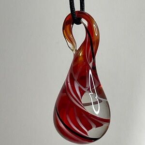 Lampwork Teardrop Pendant Red/White/Black
